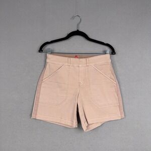 Spanx Shorts Womens XS Beige Pink High Rise Pull On Utility Stretch Twill